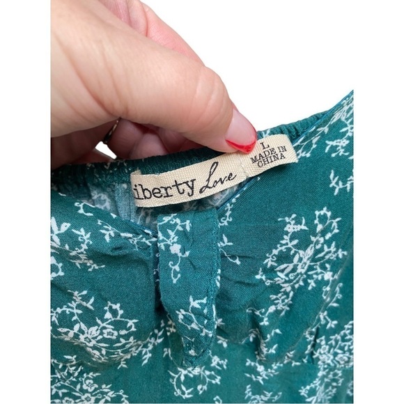 Liberty Love Juniors Floral Jumpsuit - Green I Size: L - Picture 8 of 14